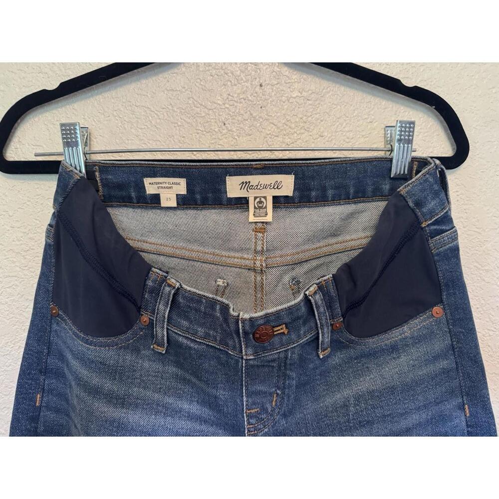 Madewell Maternity Classic Straight Jeans Size 25 Medium Wash Stretch Denim